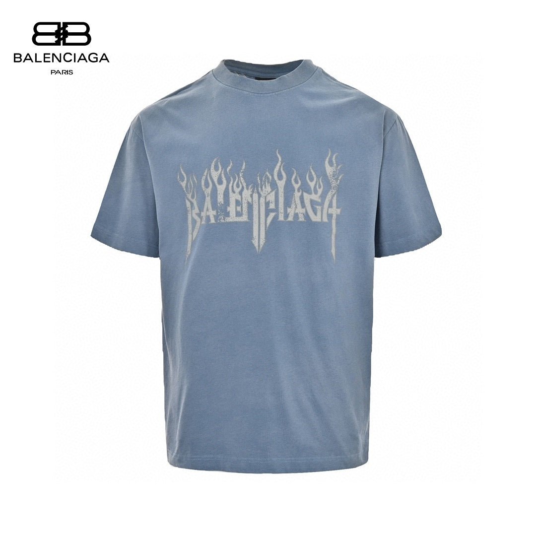 Balenciaga Flame Graphic T-Shirt (Blue)