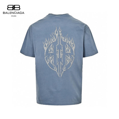 Balenciaga Flame Logo T-Shirt (Blue)