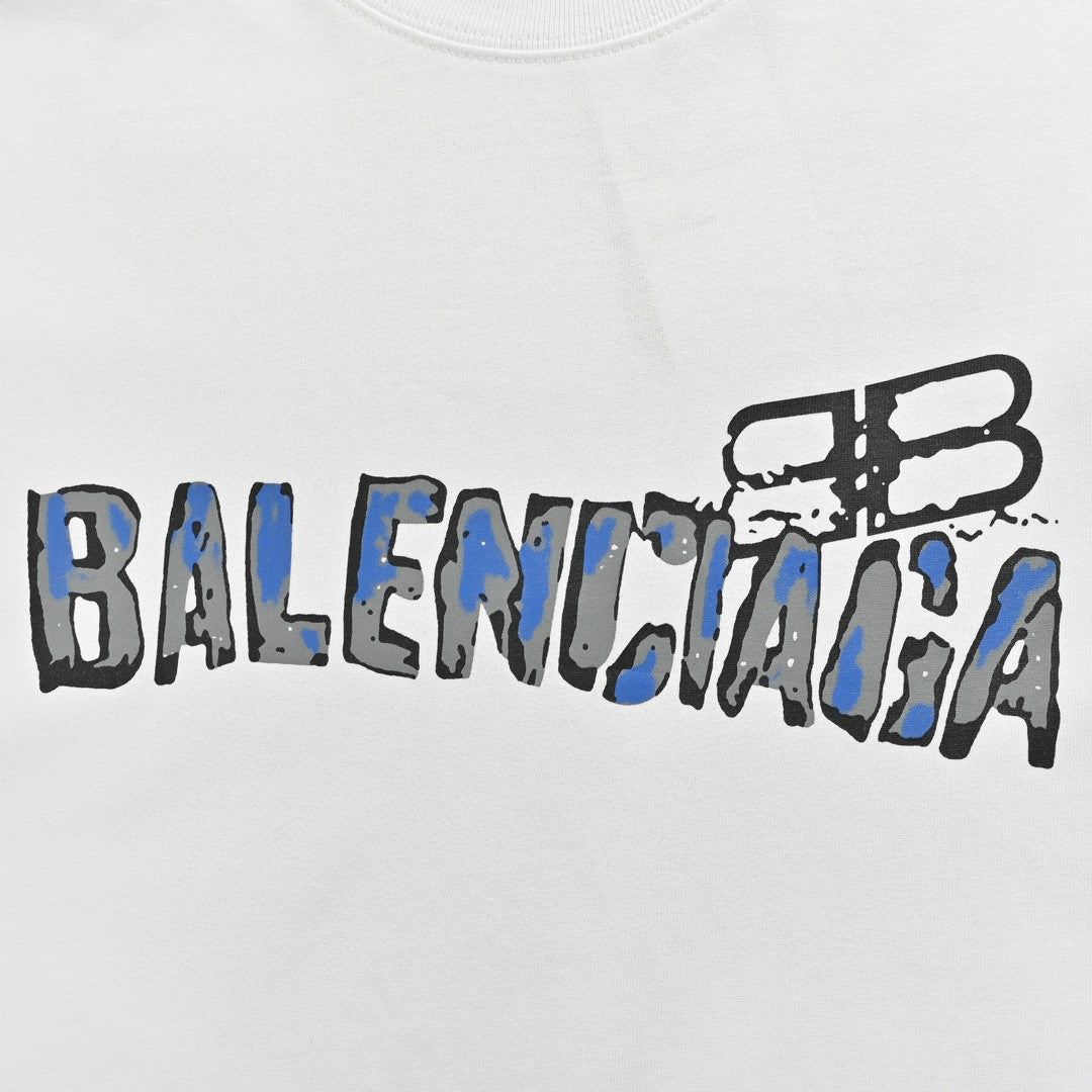 Balenciaga Graphic Logo T-Shirt (White)