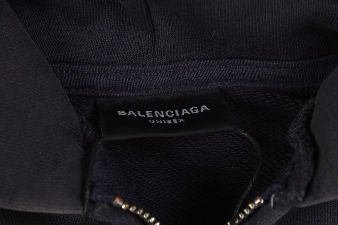 BALENCIAGA ZIP-UP HOODIE WASHED GREY