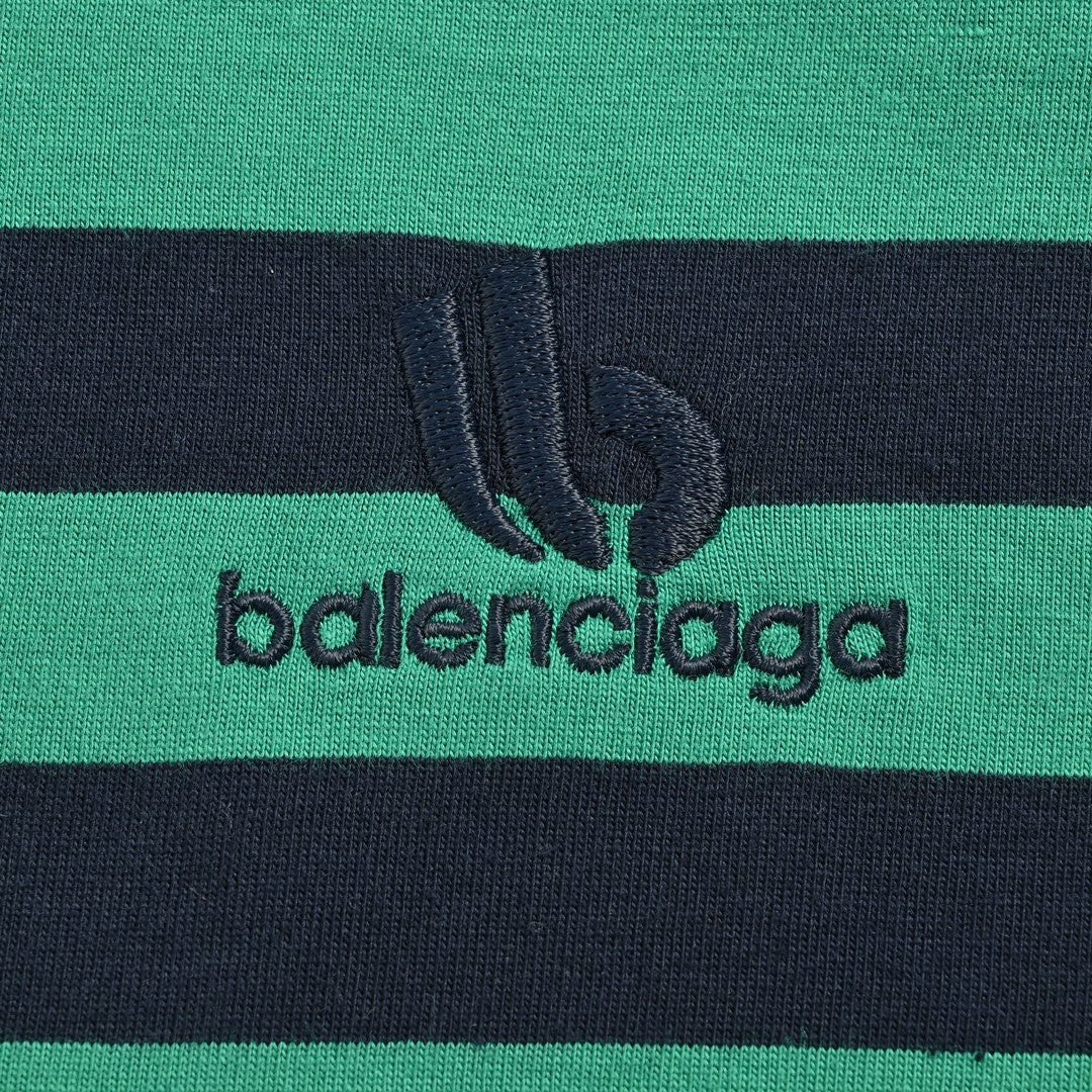 Balenciaga Green and Black Striped T-Shirt