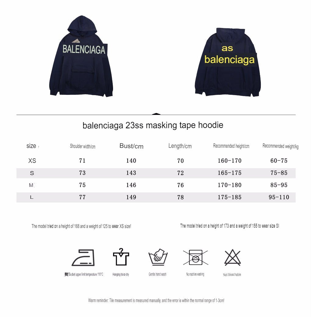 BALENCIAGA ALTERNATIVE LOGO HOODIE NAVY