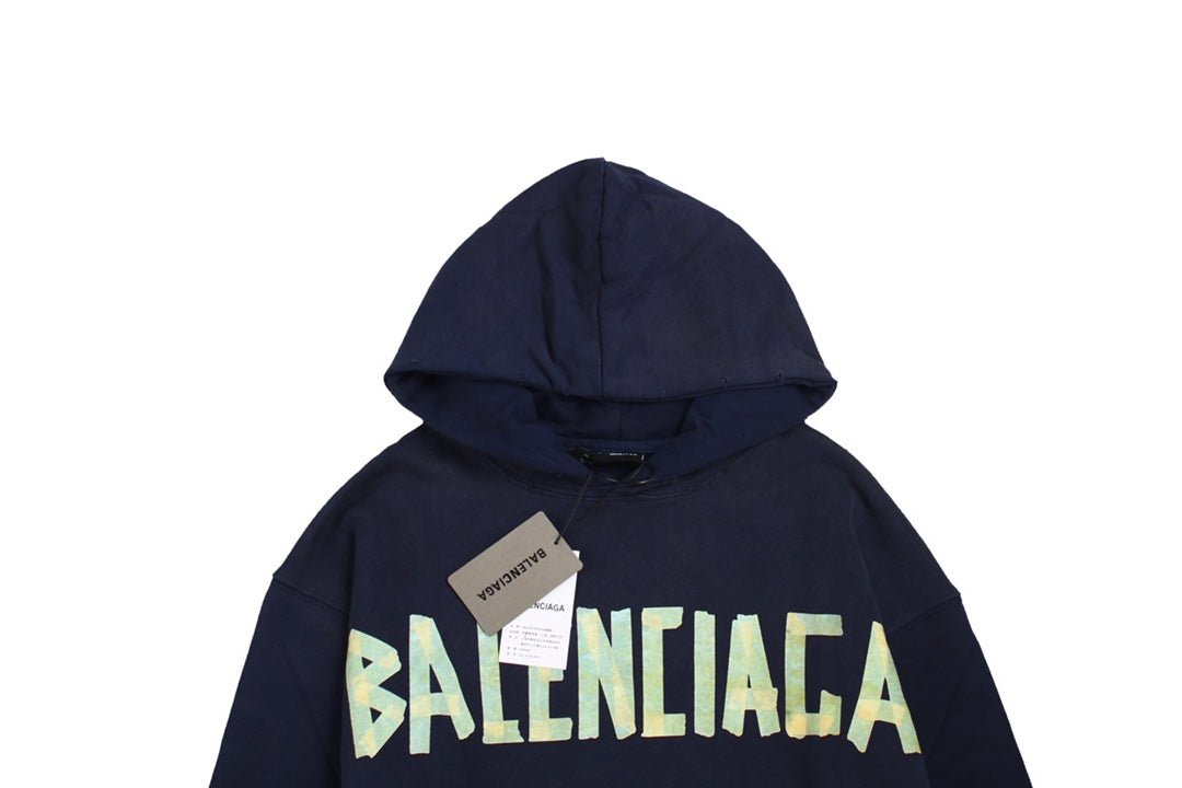 BALENCIAGA ALTERNATIVE LOGO HOODIE NAVY