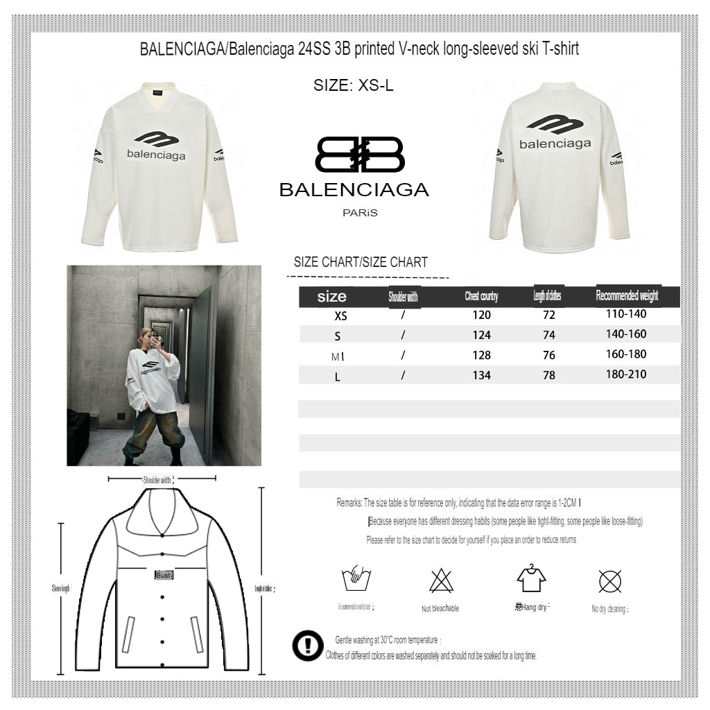 BALENCIAGA LONG SLEEVE LOGO SHIRT WHITE