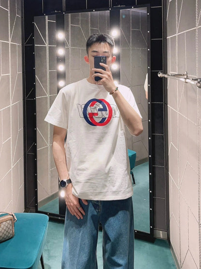 Gucci White T-Shirt with Overlapping Logo