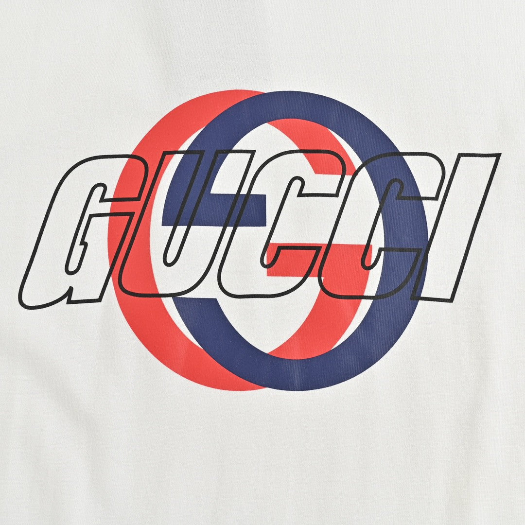 Gucci White T-Shirt with Overlapping Logo