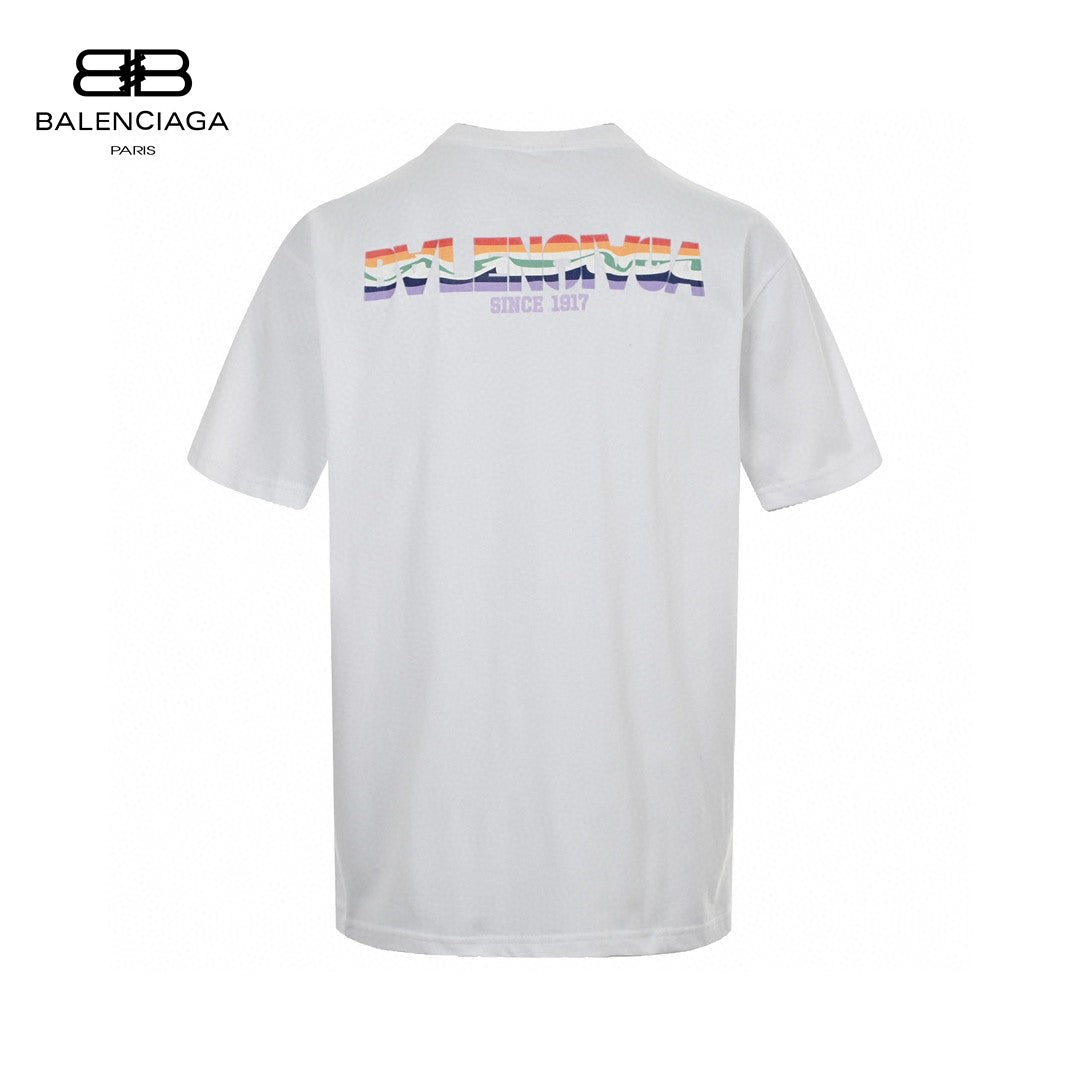 Balenciaga White T-Shirt with Mountain Graphic