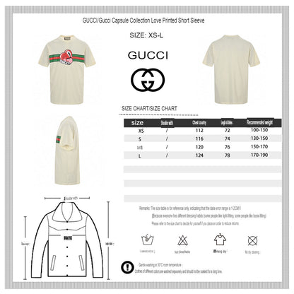 Gucci Cream T-Shirt with Heart Graphic