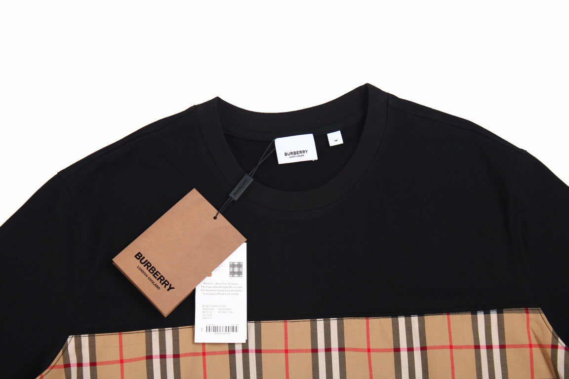 Burberry Check Panel T-Shirt (Black)