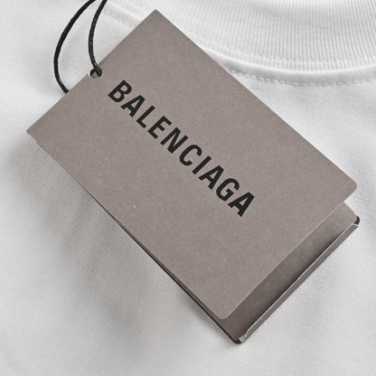 Balenciaga White T-Shirt with Mountain Graphic