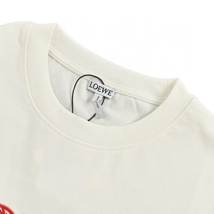 Loewe White T-Shirt with Red and Black Logo