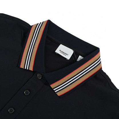 Burberry Striped Collar Black Polo Shirt